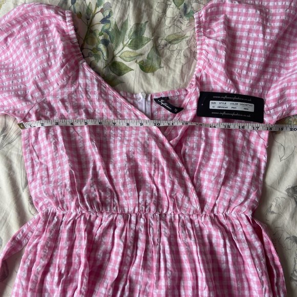 ASOS Pink Gingham Midi Dress - Picture 7 of 8